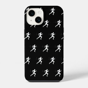 Laufender Mann Läufer Silhouette Herzschlag Linie iPhone 14 Hülle