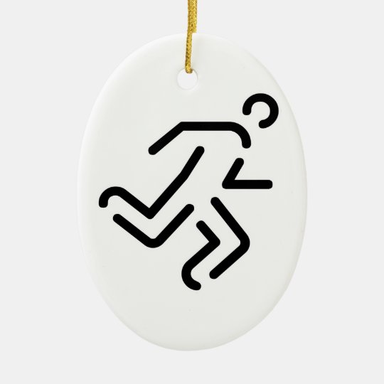 laufender Mann running man Ovales Keramik Ornament