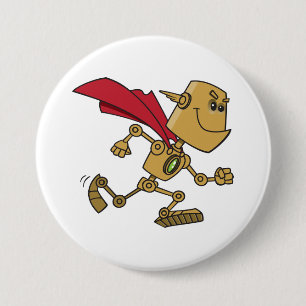 Laufender Robot-Superhelden-Cartoon-Charakter Button