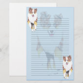 Laufender roter Merle Australier gezeichnetes Briefpapier (Vorne/Hinten)