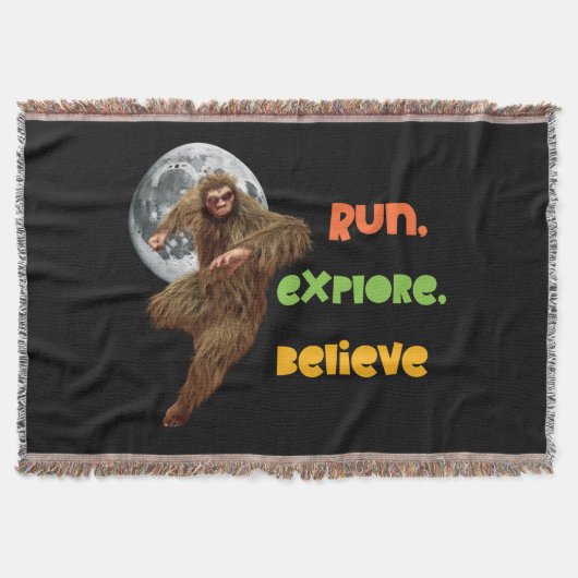 Laufender Sasquatch-Abenteuer-Glaube-Design Wurf B Decke (Vorderseite)
