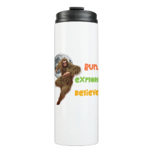 Laufender Sasquatch Abenteuer Glaubensdesign Thermosbecher
