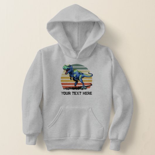 Laufender T-Rex Custom Text Kinder Pullover Hoodie (Ablage )