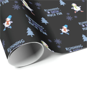 Laufender Weihnachtsmann bei kaltem Wetter Geschenkpapier