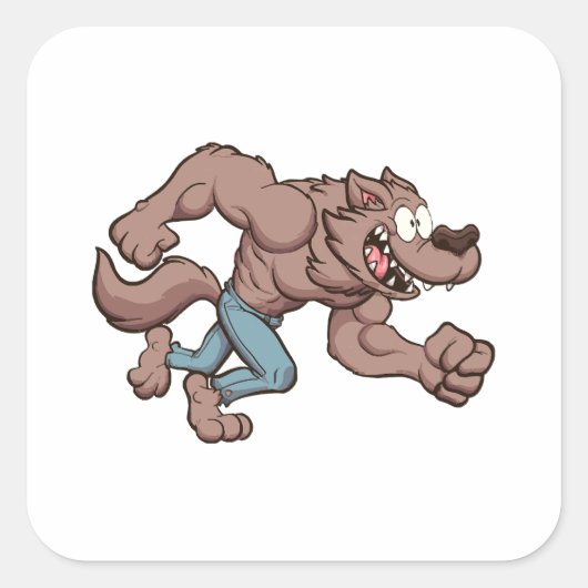 laufender Werwolf Quadratischer Aufkleber (Vorderseite)