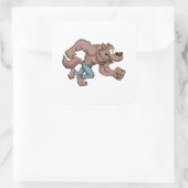laufender Werwolf Quadratischer Aufkleber (Tasche)