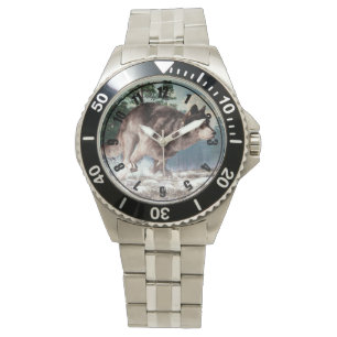 Laufender Wolf Armbanduhr