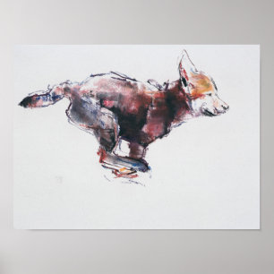 Laufender Wolfwelpe Poster