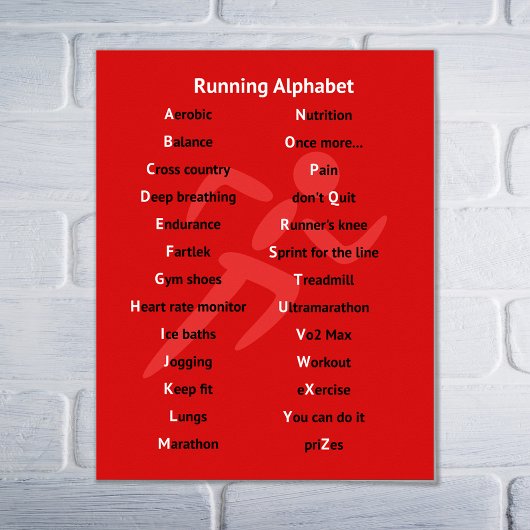 Laufendes Alphabet rot inspirierend Poster