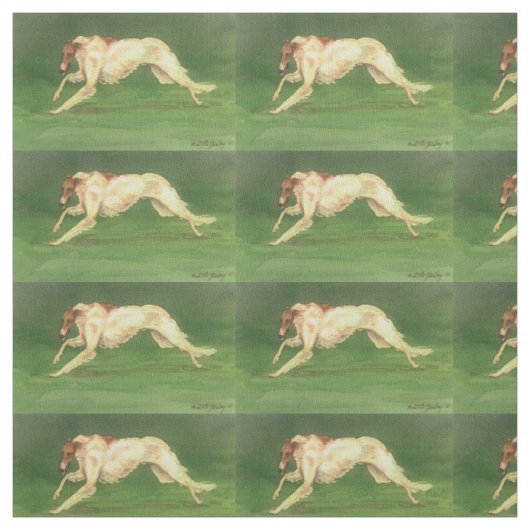 Laufendes Borzoi-Hundekunst-Gewebe Stoff (Muster)