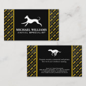 Laufendes Dog-Logo | Goldenes Knochenmuster Visitenkarte (Vorne/Hinten)