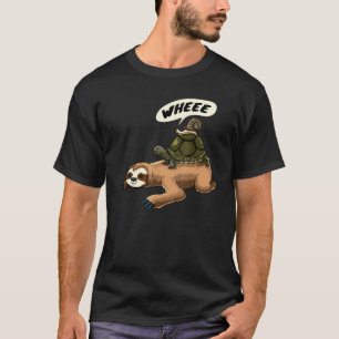 Laufendes Faultier Schildkröte Schnecke Huckepack T-Shirt