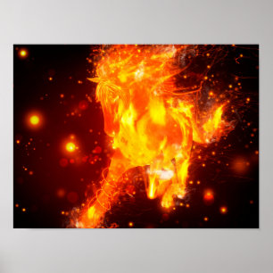 Laufendes Feuerpferd-Design Poster