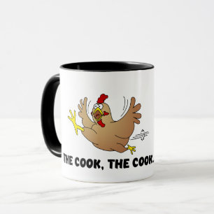 Laufendes Huhn schreit den Koch Tasse