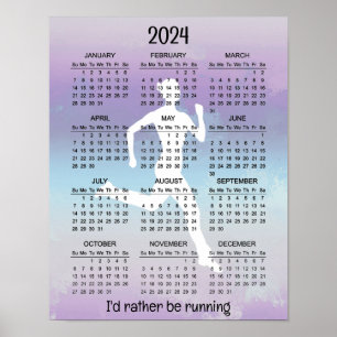 Laufendes Joggen-Design 2024 Kalenderposter Poster