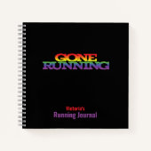 Laufendes Journal mit laufendem Regenbogentext Notizblock (Vorderseite)