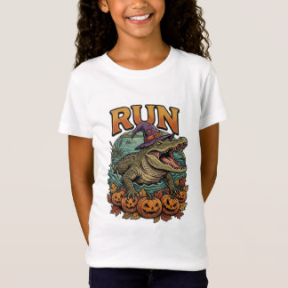 Laufendes Krokodil Halloween-Kürbis T-Shirt