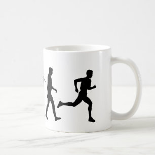 Laufendes Läufer-Leichtathletik-Rennen und Kaffeetasse