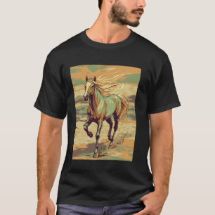 Laufendes Pferd in der Natur Reitsportkunst T-Shirt
