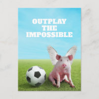 Laufendes rosa fliegendes Schwein Fußball lustiger