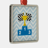 Laufenflaggen-Trophäe des Auto-F1 und Ordnen auf Silbernes Ornament (Rechts)