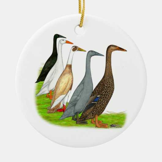 Läufer-Enten-Zusammenstellung Keramik Ornament (Vorne)