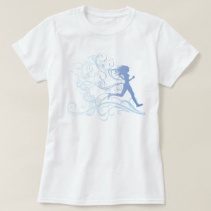 Läufer-Mädchen-Blau T-Shirt