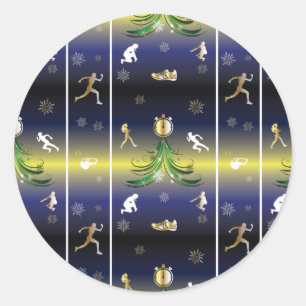 Läufer-Weihnachtsbaum - Mädchen beim Laufen Runder Aufkleber