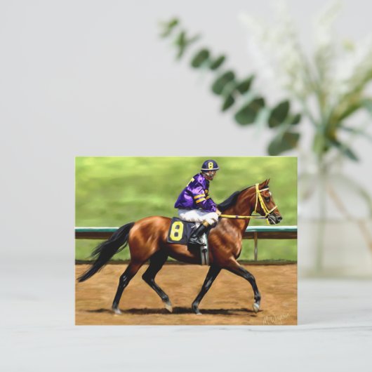 Läuferbereit - Race Horse Painting Postkarte (Stehend Vorderseite)