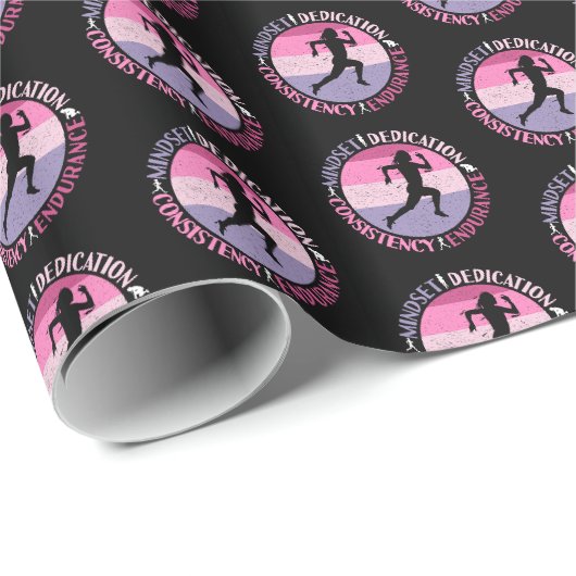 Laufmentalität - Zitat über Ausdauer für Mädchen, Geschenkpapier (Rolleneckpunkt)