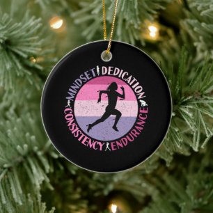 Laufmentalität - Zitat über Ausdauer für Mädchen Keramik Ornament