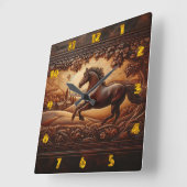 Laufpferd auf dem Land Quadratische Wanduhr (Winkel)