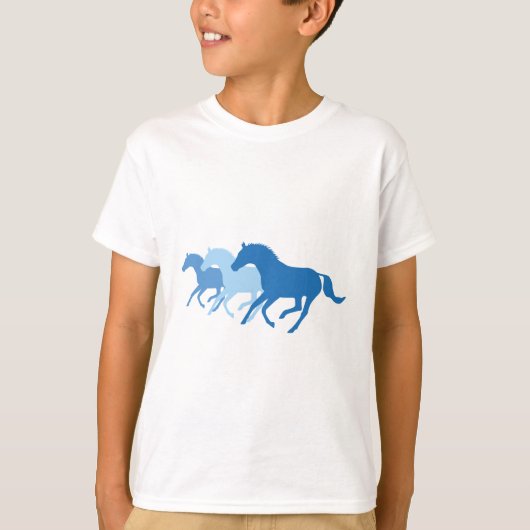 Laufpferd (blau) T-Shirt (Vorderseite)