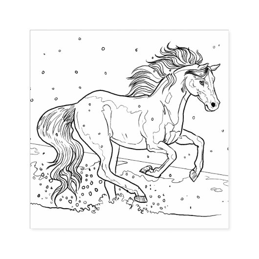 Laufpferd im Schnee Gummistempel (Prägung)