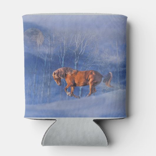 Laufpferd im Schneefall Dosenkühler (Rückseite)