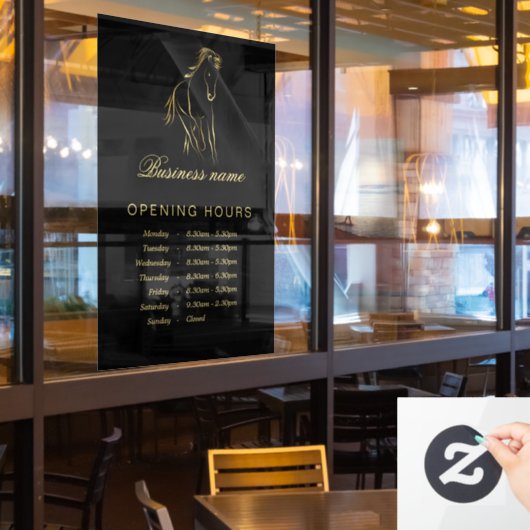 Laufpferd in Goldfarbe Fensteraufkleber (Restaurantfenster)