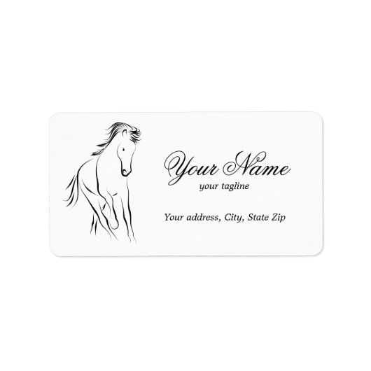 Laufpferd in schwarzer Farbe Adressaufkleber (Vorne)