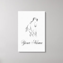 Laufpferd in schwarzer Farbe Leinwanddruck