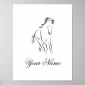 Laufpferd in schwarzer Farbe Poster (Vorne)