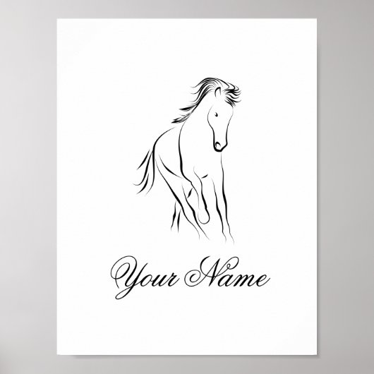 Laufpferd in schwarzer Farbe Poster (Vorne)