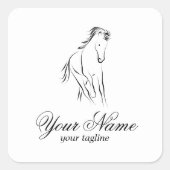 Laufpferd in schwarzer Farbe Quadratischer Aufkleber (Vorderseite)