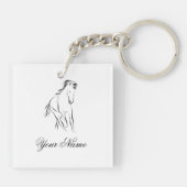 Laufpferd in schwarzer Farbe Schlüsselanhänger (Rückseite)