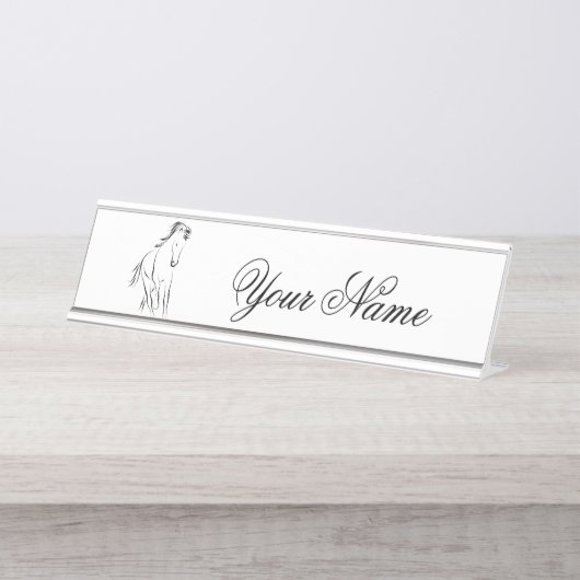 Laufpferd in schwarzer Farbe Schreibtischnamensplakette (Vorderseite )