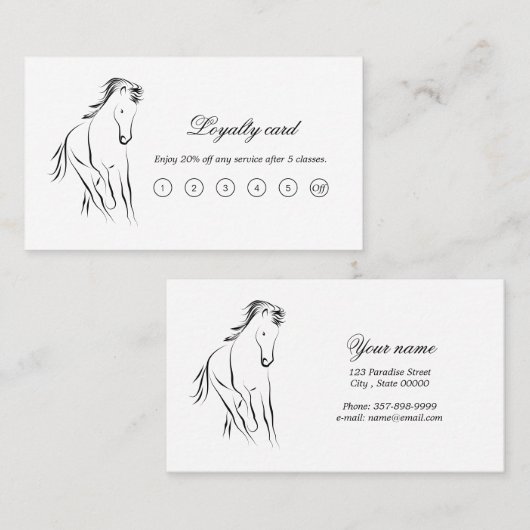 Laufpferd in schwarzer Farbe Treuekarte (Vorne/Hinten)