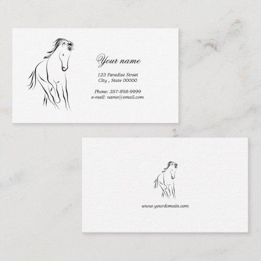 Laufpferd in schwarzer Farbe Visitenkarte (Vorne/Hinten)