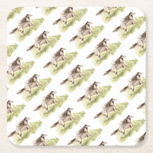 Laufpferd Rechteckiger Pappuntersetzer (Vorderseite)