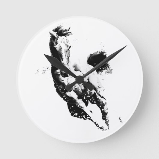Laufpferd Runde Wanduhr (Vorderseite)
