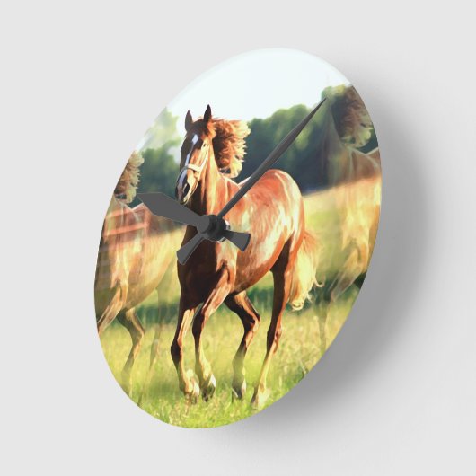 Laufpferd Runde Wanduhr (Winkel)