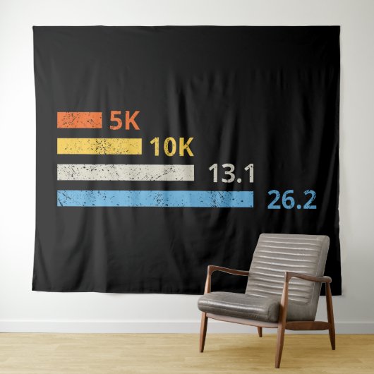 Laufstrecken I - 5K 10K 13,1 26,2 Marathonläufer Wandteppich (Beispiel (Horizontal))