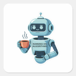 Läuft auf Algorithmen Lustiger Tech-Aufkleber Quadratischer Aufkleber